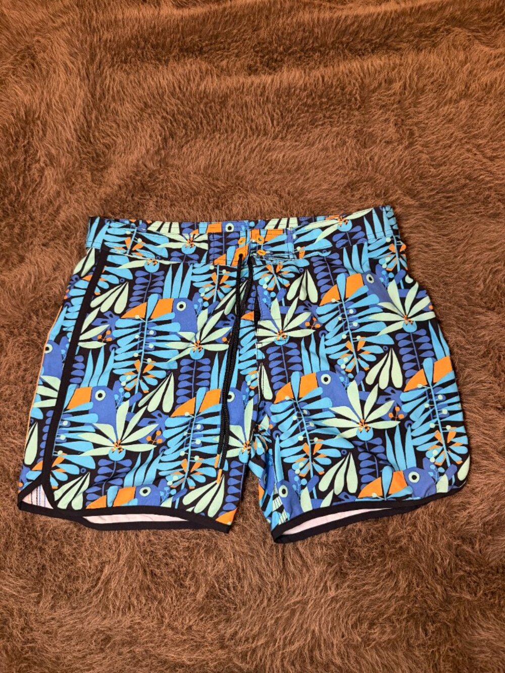 SUNDEK Tropical Toucan Floral Board Shorts Blue Men’s 32